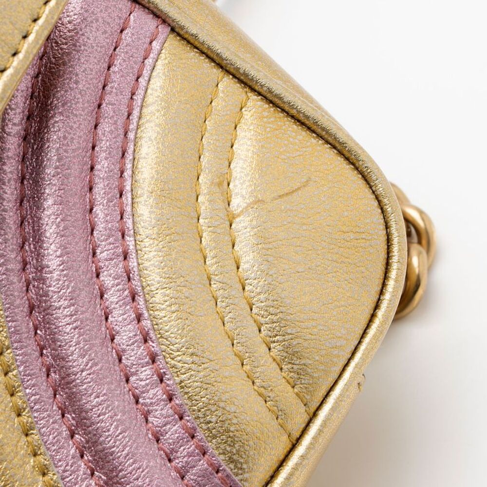 Gucci Metallic Matelasse Leather GG Marmont Mini Flap Shoulder Bag - Picture 13 of 15